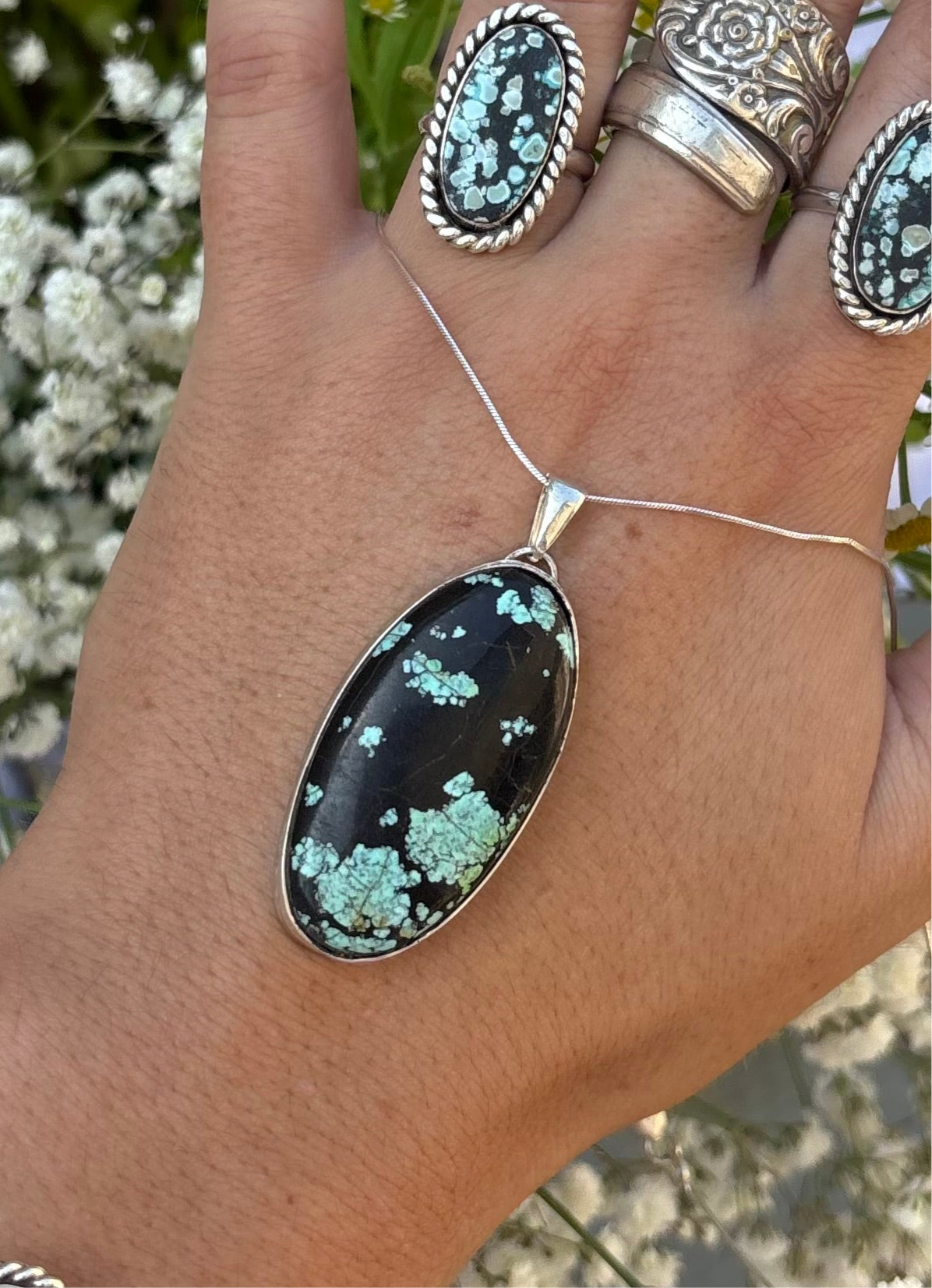 stormy moon pendant w/ sterling silver chain