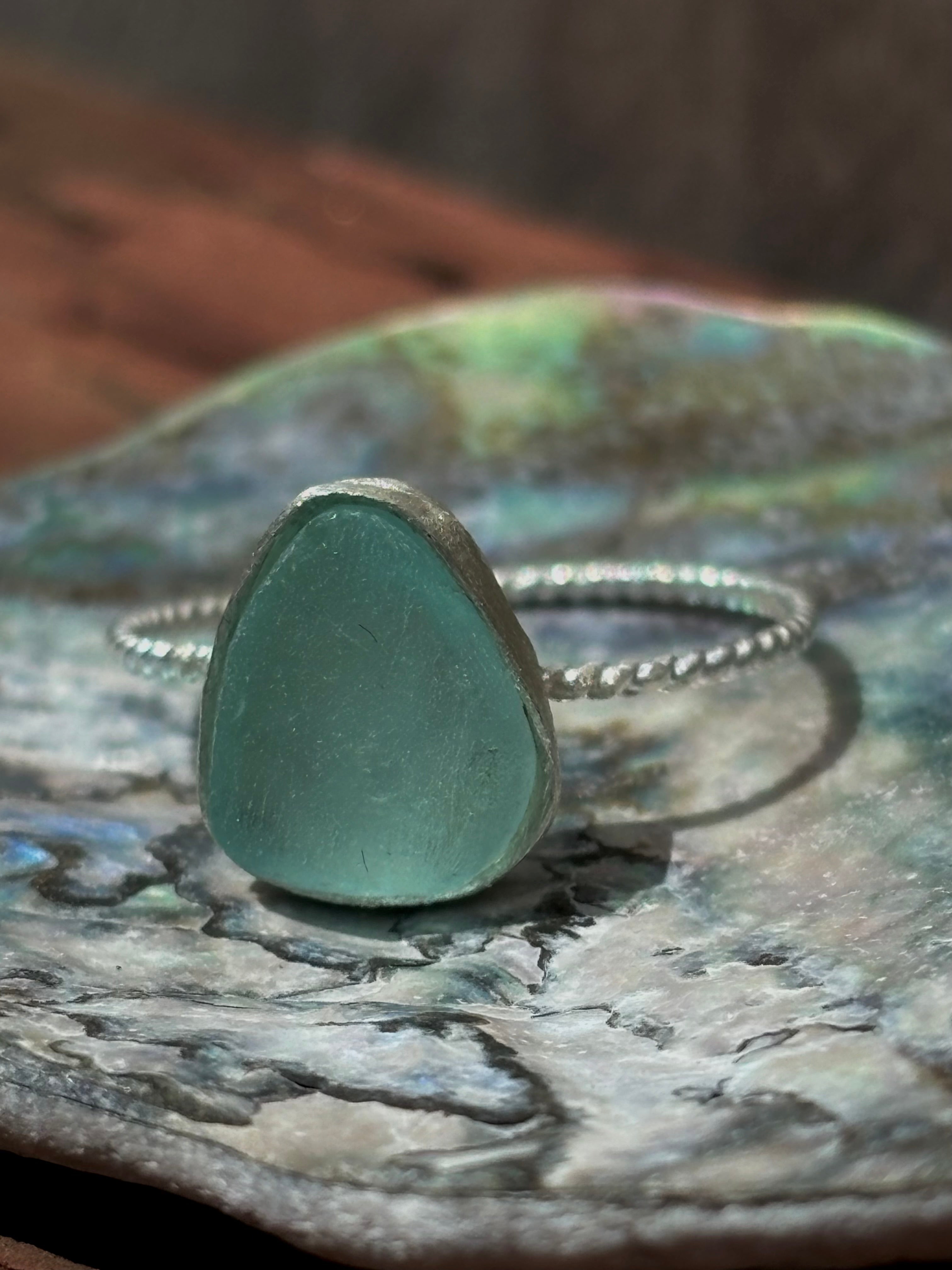 dainty sea glass ring