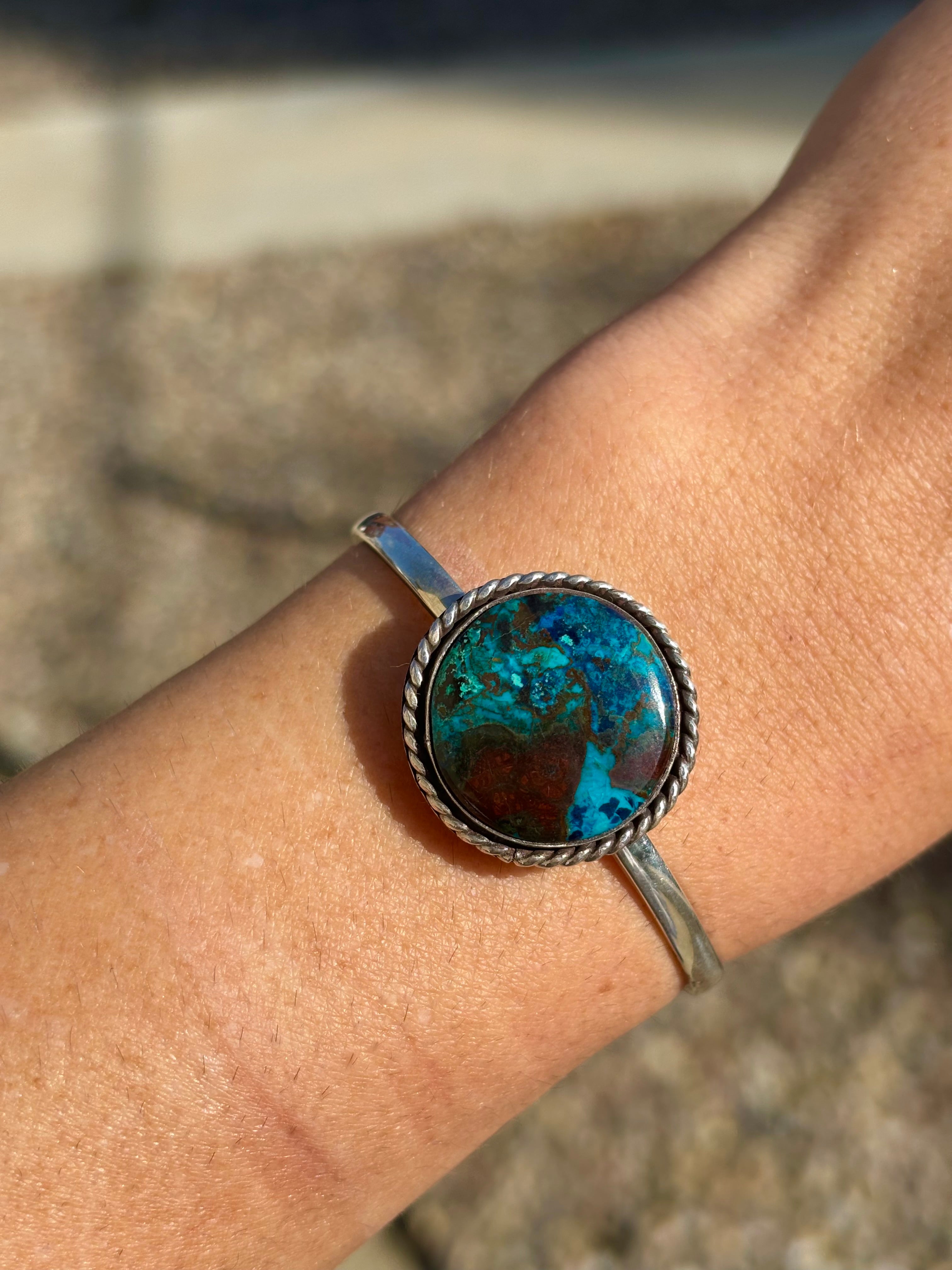 chrysocolla with cuprite adjustable cuff