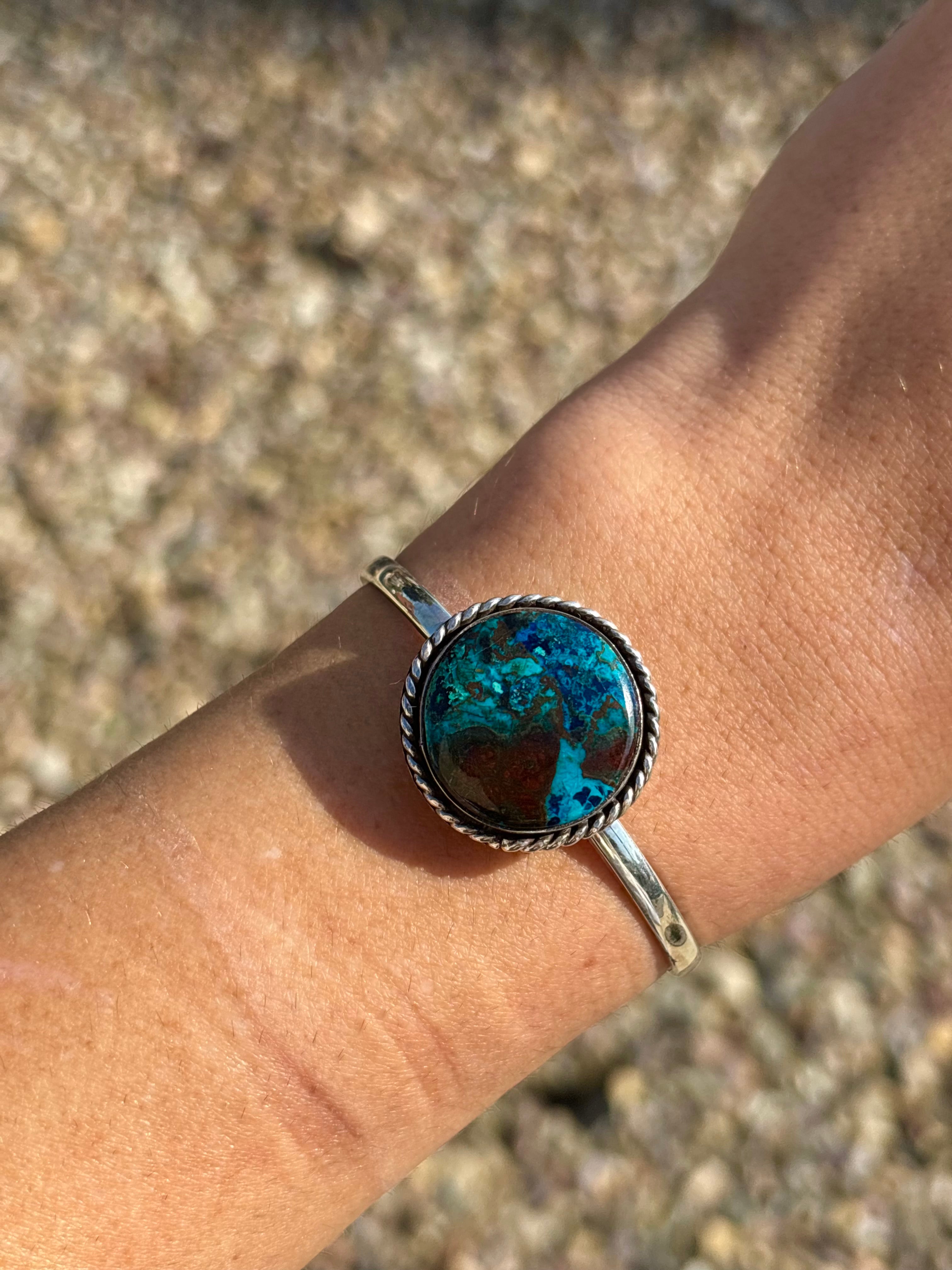 chrysocolla with cuprite adjustable cuff