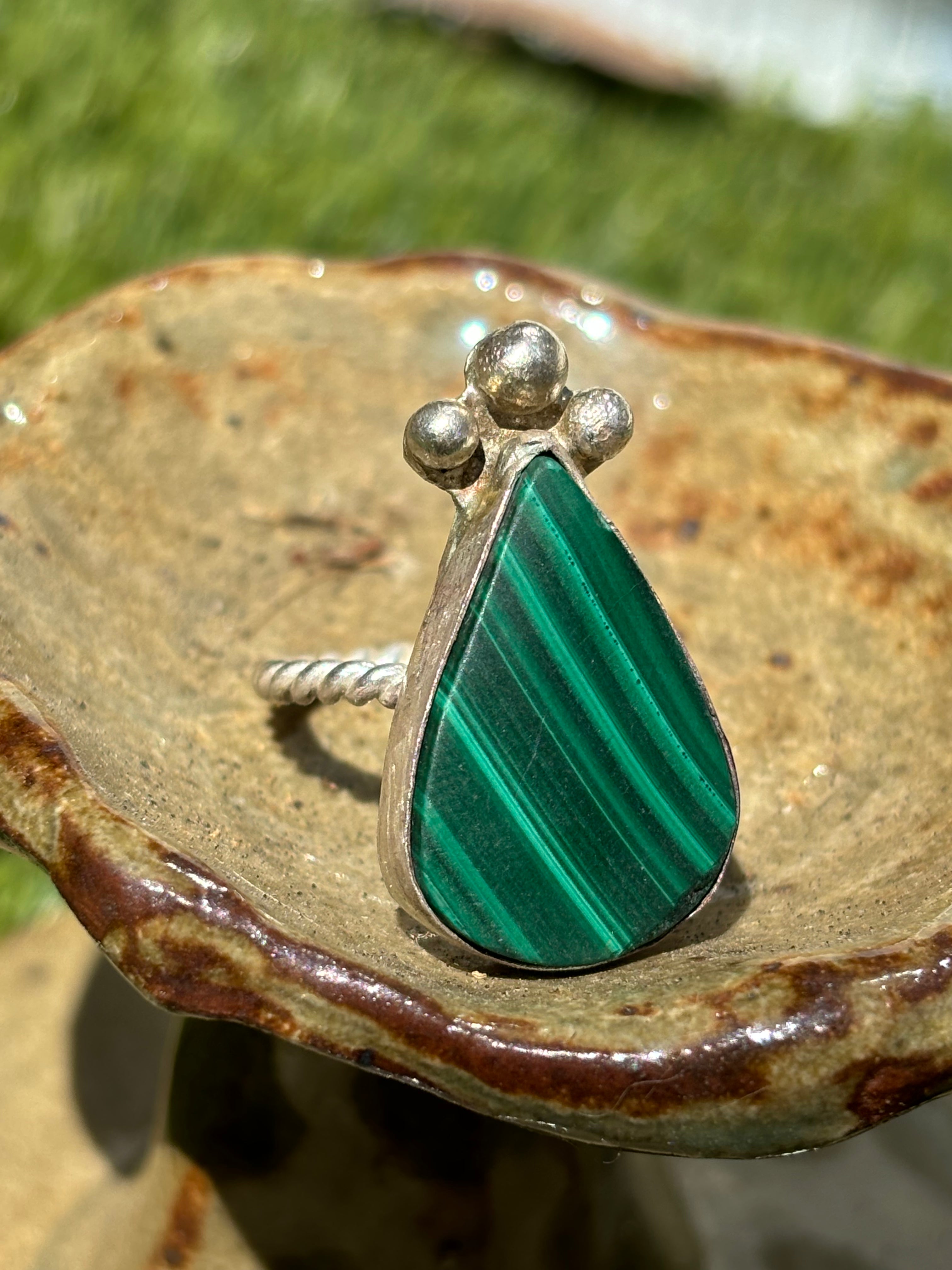 size 6 malachite fern ring