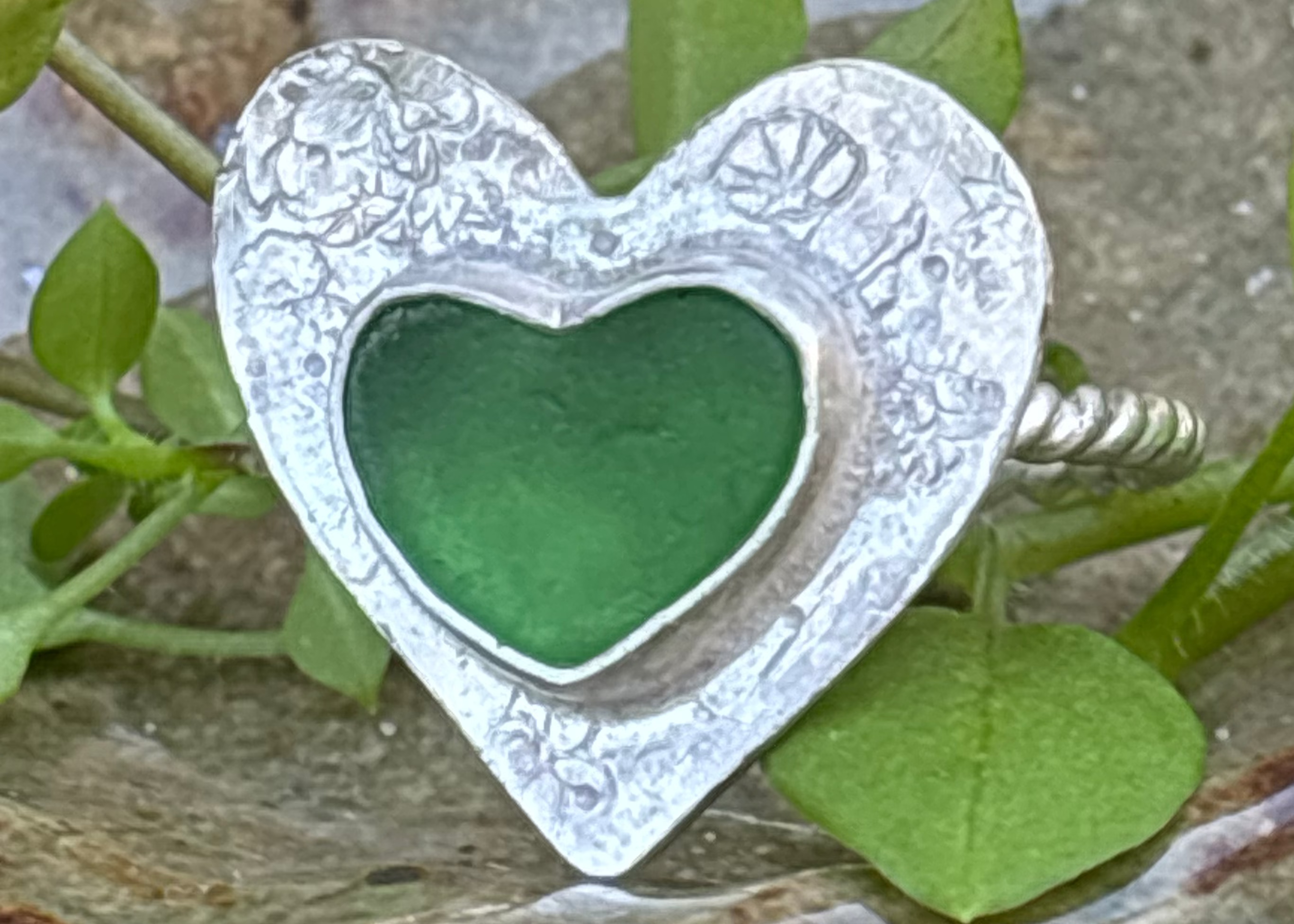 adjustable heart sea glass ring